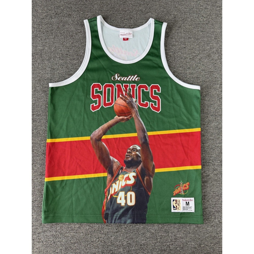 Seattle Supersonics Jersey Mens Medium Green Mitchell & Ness NBA Shawn Kemp 40